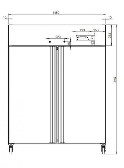 Gastro Edelstahl-Tiefkühlschrank 1400 2-türig GN 2/1 -1300 l