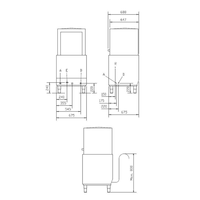 Haubenspülmaschine 50x50 / 400 Volt - Modell: VT-S HW54 DRD