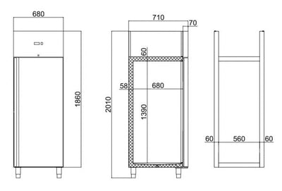 Gastro Edelstahl-Kühlschrank 1-türig GN 1/1 -429 l