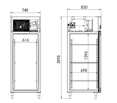 Gastro Edelstahl-Kühlschrank GN 2/1 - 650 l