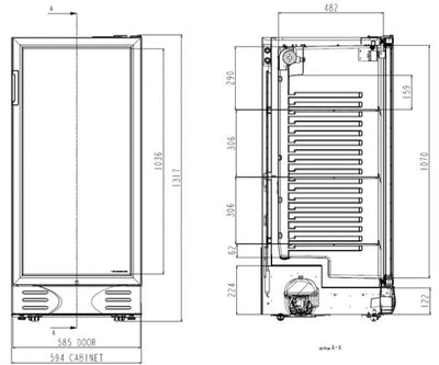 BASICLINE içecek buzdolabı 790 l, sürgülü kapılı - 230 V 