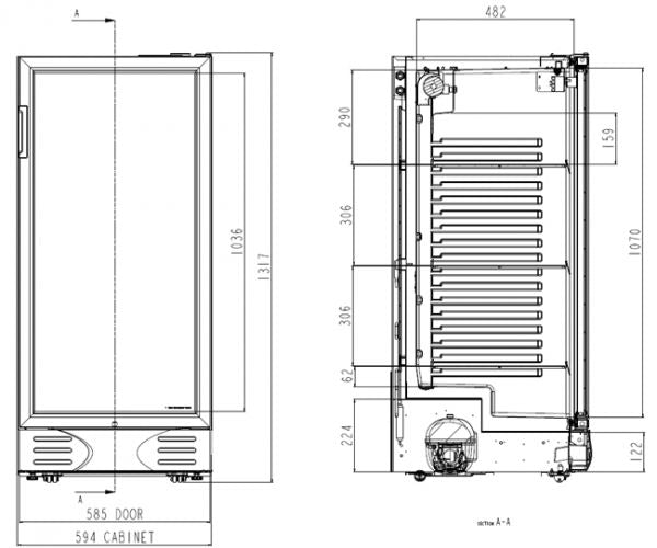 BASICLINE içecek buzdolabı 790 l, sürgülü kapılı - 230 V 