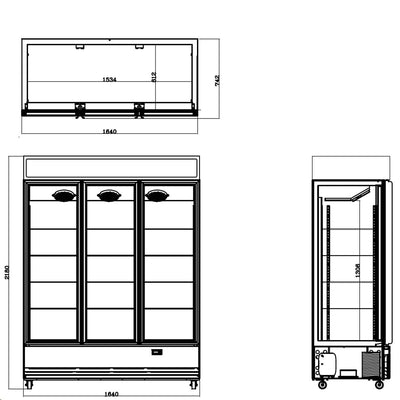 PREMIUMLINE Getränkekühlschrank 1360 Liter mit Leuchtaufsatz weiß