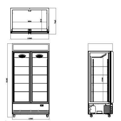 PREMIUMLINE Getränkekühlschrank 870 Liter mit Leuchtaufsatz weiß