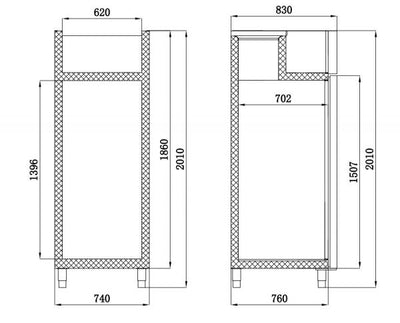 BASICLINE paslanmaz çelik buzdolabı GN 2/1 - 650 l 